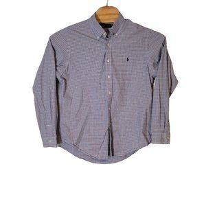 Ralph‎ Lauren Button Down Dress Shirt Size Large Long Sleeve Blue Check